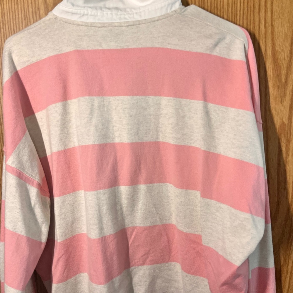 Aerie Pink and White Striped Long Sleeve Top - Picture 3 of 4